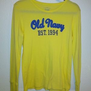 Old Navy yellow vintage waffle long sleeve shirt